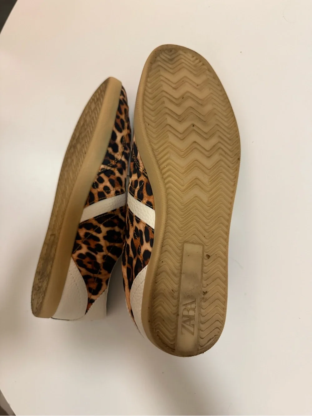Zara Leopard-Print Lace-Up Sneakers in Brown and Cream